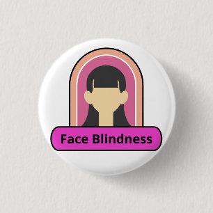 face blindness girl - pink and white button