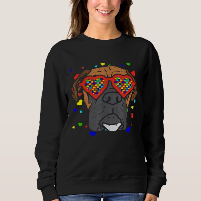 Face Boxers Autism Glasses Valentine Dog Sweatshirt (Front)