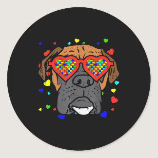 Face Boxers Autism Gles Valentine Dog Lover Gift  Classic Round Sticker