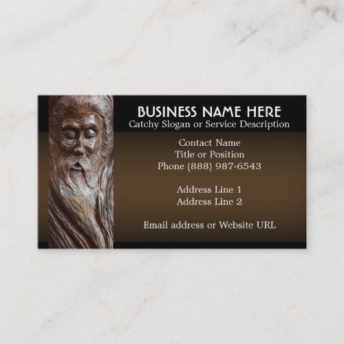 Face Carved in Wood Business Card