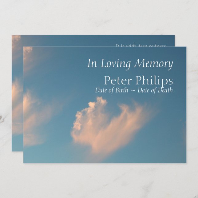Face Cloud 2 Funeral Announcement Invitation (Front/Back)