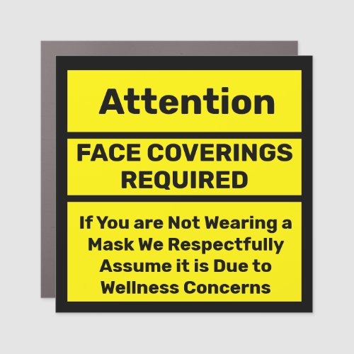 Face Coverings Policy Health Exemption Car Magnet