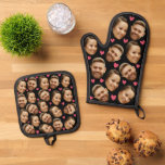 Face Custom Photo With Heart Couple Black Oven Mitt & Pot Holder Set<br><div class="desc">Funny Custom Oven Mitt & Pot Holder Set with Your Face,  and your lover Baking Gifts for Women or Men for Kitchen Cooking,  BBQ,  Grillin faces Photo pattern,  great gifts Whether it's a housewarming,  a friend's birthday,  wedding or any occasion.</div>