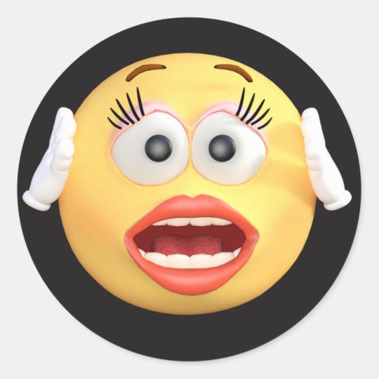 Face Emoji with Surprised Face Classic Round Sticker | Zazzle.com