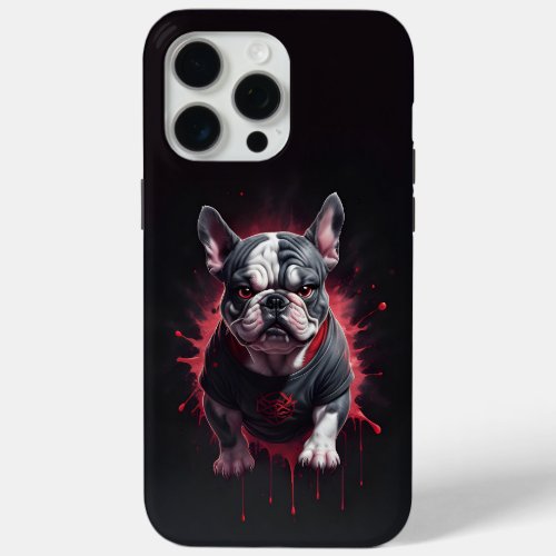 face evil ninja dog Bulldog iPhone 15 Pro Max Case