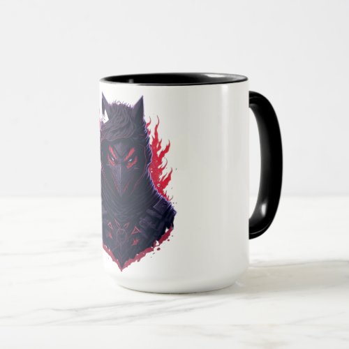 Face Evil Ninja Wolf Illustration  Mug