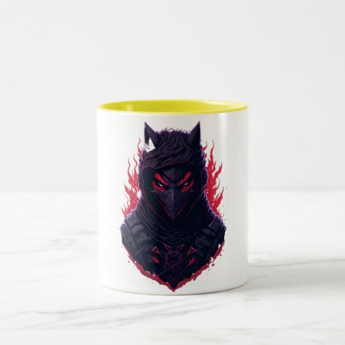Face Evil Ninja Wolf Illustration  Two_Tone Coffee Mug