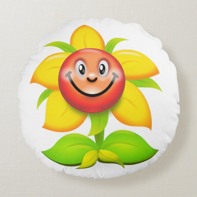 FACE FLOWER ROUND PILLOW (Front)