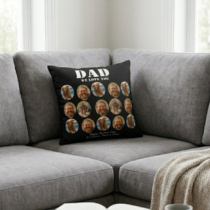 Face Funny Father's Day photo collage Throw Pillow