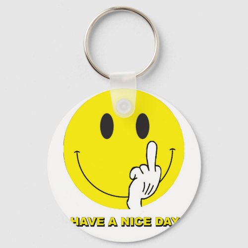 face giving the finger keychain