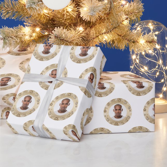 Face Gold Wreath Christmas Wrapping Paper (Holidays)
