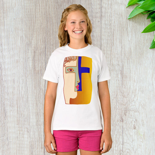 Face In A Cross Girls T_Shirt