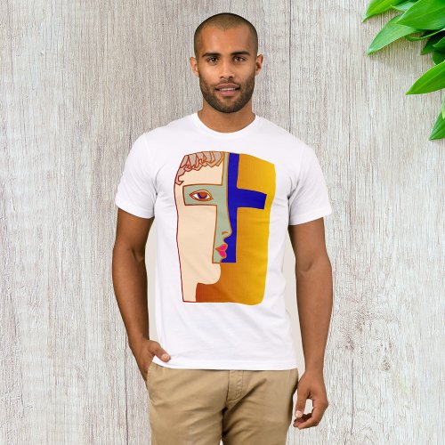 Face In A Cross Mens T_Shirt
