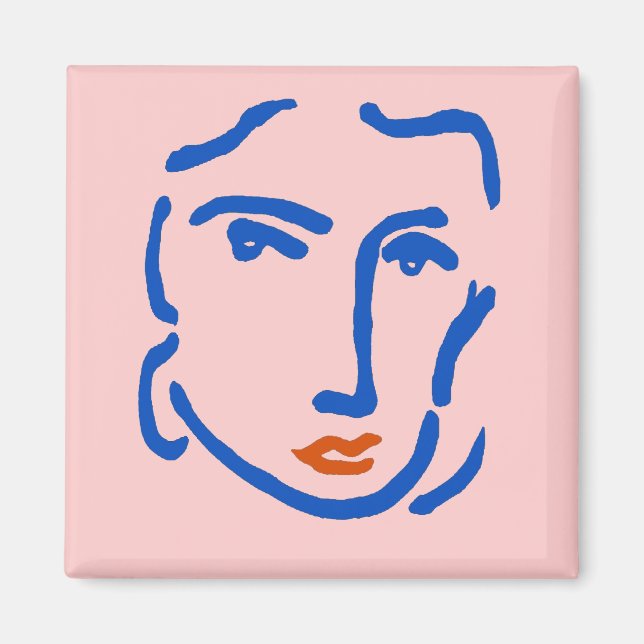 Face In Blue, Matisse Style Magnet (Front)