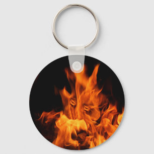 Face in flames keychain