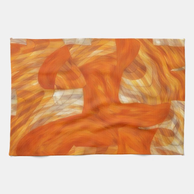 Face in Orange Artsy Abstract Kitchen Towel (Horizontal)