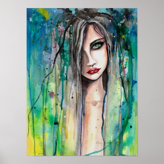 Face in Paint Abstract Fantasy Portrait 12 x 16 Poster (Front)