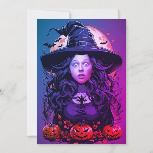 Face in the Hole Halloween Witch Invitation