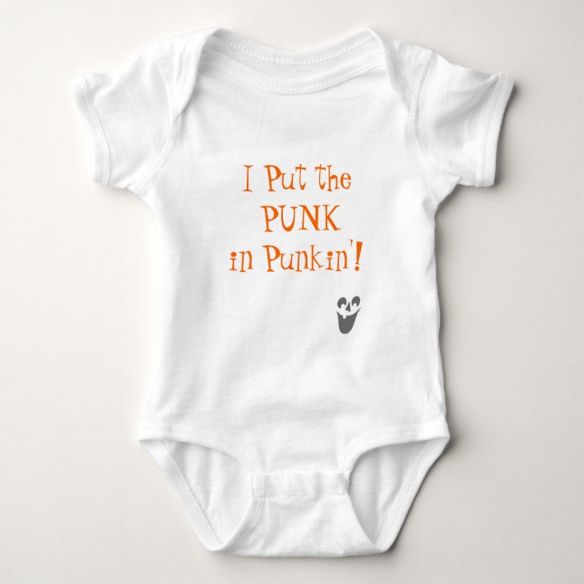 face-jackolantern, I Put the PUNK in Punkin'! Baby Bodysuit (Front)