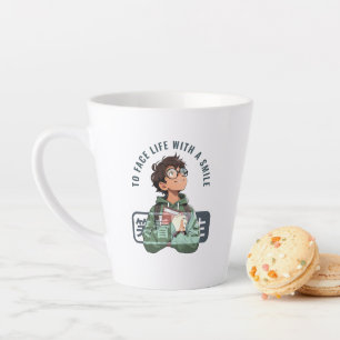 Face life with a smile    latte mug