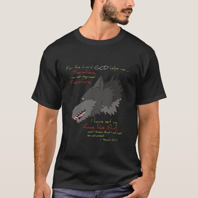 Face Like Flint: Gray Wolf for Dark Shirts (Front)