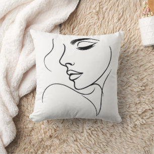 Face Line Drawing Throw Pillow