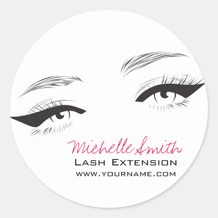 Face long lashes eyeliner Lash Extension Classic Round Sticker Zazzle