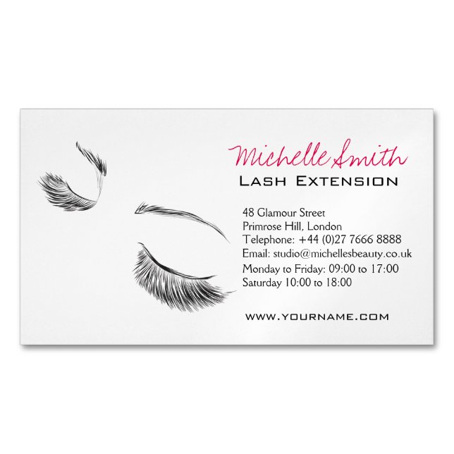 Face long lashes Lash Extension Business Card Magnet (Front)