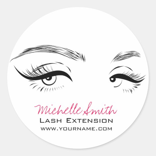 Face long lashes Lash Extension Classic Round Sticker