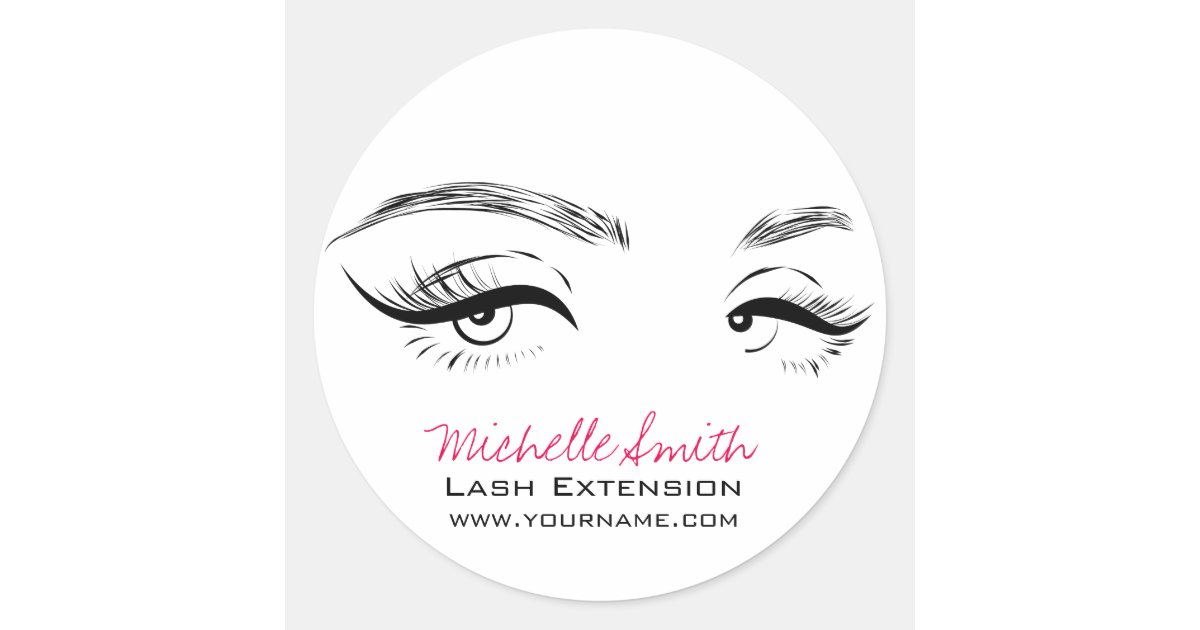 Face long lashes Lash Extension Classic Round Sticker Zazzle