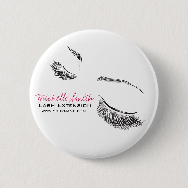 Face long lashes Lash Extension Pinback Button (Front)