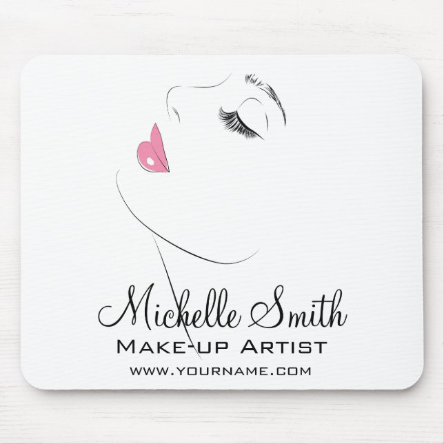 Face Long lashes Lash Extensions Pink lips Mouse Pad (Front)