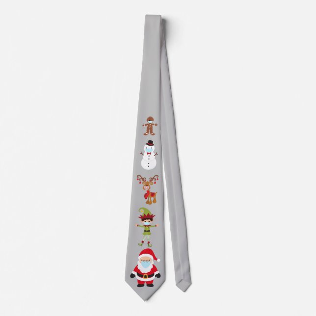 Face Mask Christmas Covid Santa Reindeer Neck Tie (Front)