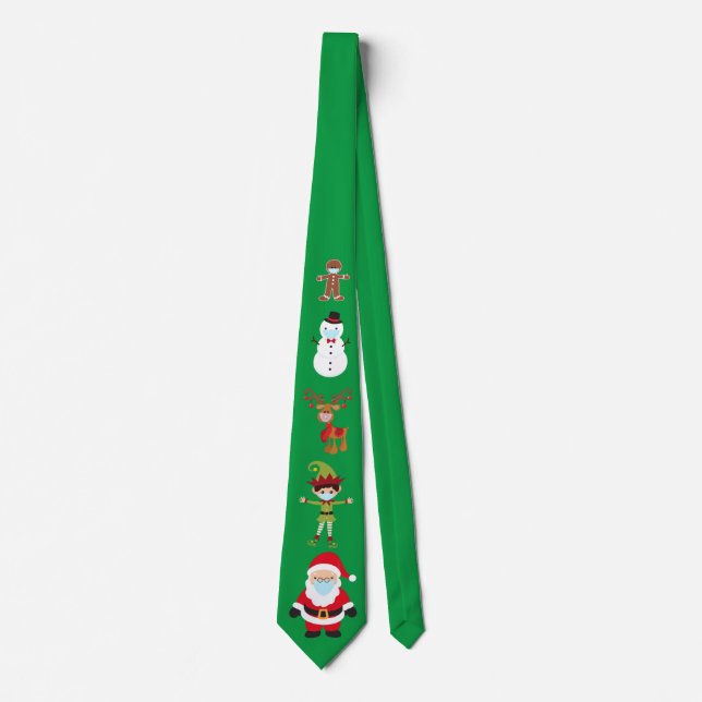 Face Mask Christmas Covid Santa Reindeer Neck Tie (Front)