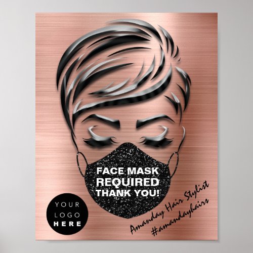 Face Mask Covering Required Brushed Custom Logo Poster