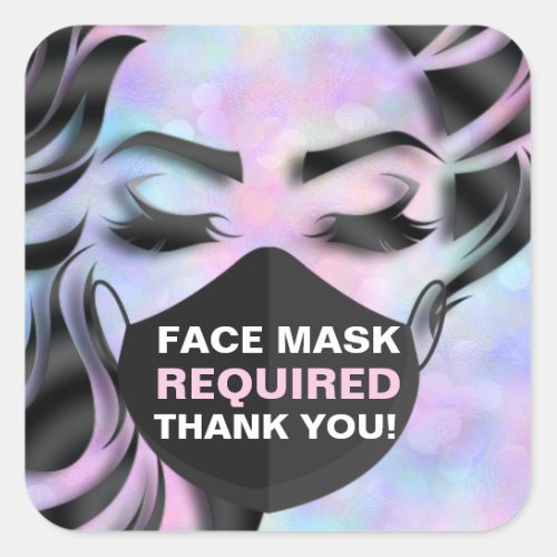 Face Mask Covering Required Cosmetologist Covid Square Sticker