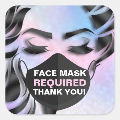Face Mask Covering Required Cosmetologist Hair Nai Square Sticker