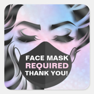 Face Mask Covering Required Cosmetologist Hair Nai Square Sticker