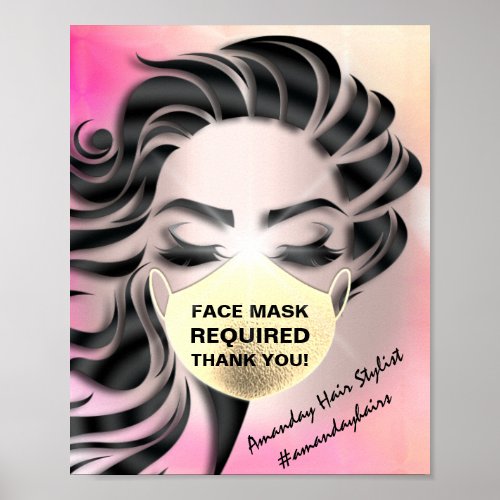Face Mask Covering Required Covid Blush Gold Poster