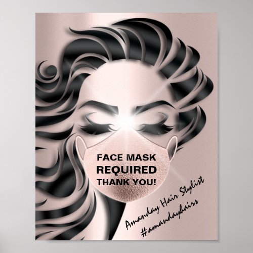 Face Mask Covering Required Covid Cosmetologist Poster