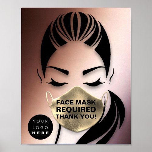Face Mask Covering Required Covid Custom Logo Gold Poster