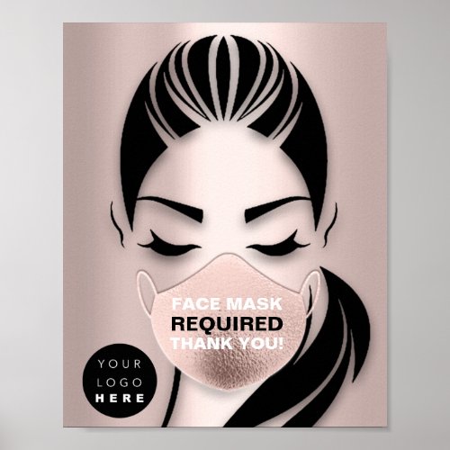 Face Mask Covering Required Covid Girl Custom Logo Poster
