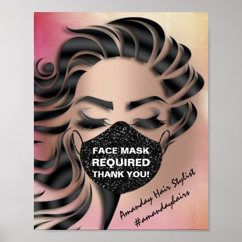Face Mask Covering Required Covid Glitter Blush Poster