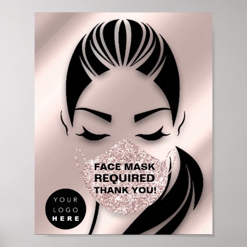 Face Mask Covering Required Covid Glitter Logo Poster