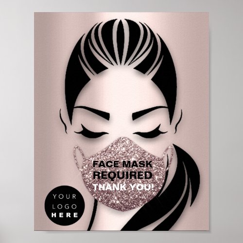 Face Mask Covering Required Covid Glitter VIP Logo Poster