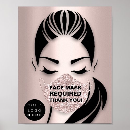 Face Mask Covering Required Covid GlitterRose Logo Poster