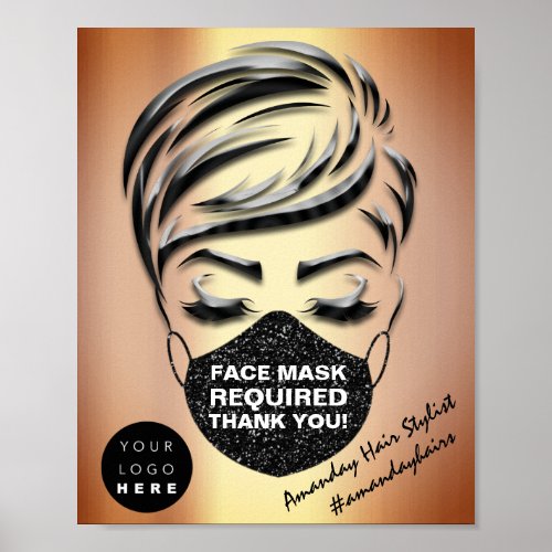 Face Mask Covering Required Covid Gold Logo Poster