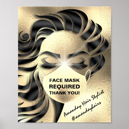 Face Mask Covering Required Covid Gold Spark VIP Poster