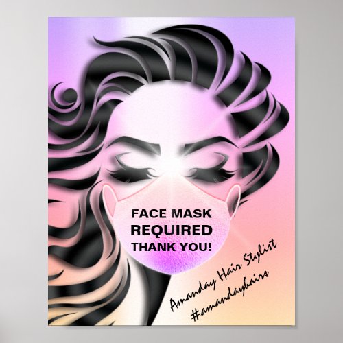 Face Mask Covering Required Covid Hairdresser Nail Poster