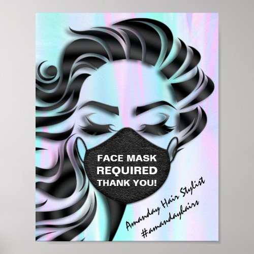 Face Mask Covering Required Covid Holograph Poster